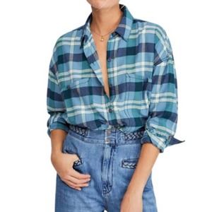 Free People Loveland Plaid Button Up Long Sleeve Shirt Size Small